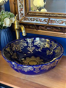 Cuba Sobrepor - Arabesco - Azul e Dourado