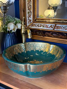 Cuba Sobrepor - Arabesco - Verde e Dourado