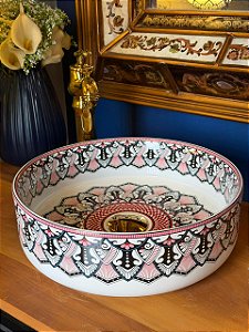 Cuba Sobrepor - Mandala - Branco, Vermelho e Preto