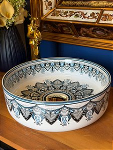 Cuba Sobrepor - Mandala - Branco e Azul