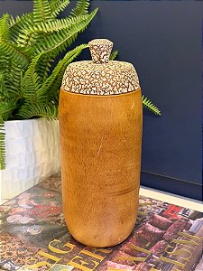 Pote - Madeira - Marrom e Branco - 25CM
