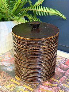 Pote - Madeira - Marrom e Preto - 15CM