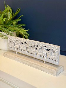 Escultura Madeira - Elefante - Branco