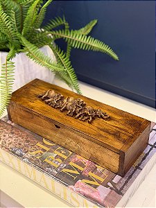 Caixa Decorativa - Porta Jóias - Madeira - 29x10
