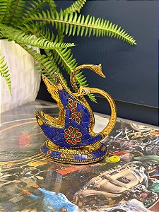 Porta Guardanapos - Metal - Azul e Dourado