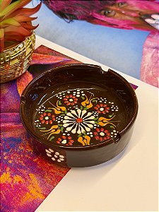 Cinzeiro Turco - Pintado á mão - Marrom e Colorido
