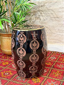 Seat Garden - Banco - Cerâmica - Flores - Preto e Marrom