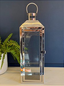 Lanterna - Metal - Prata - 43CM