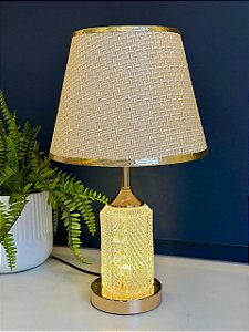 Abajur - Acrílico e Metal - Dourado - com Cúpula