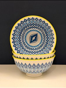 Bowl - Cerâmica - Azul e Amarelo - Tamanho Médio