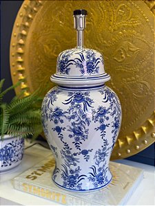 Abajur - Cerâmica - Azul e Branco - Sem Cúpula