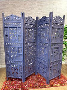 Biombo - Madeira - Natural - Roxo - 4 Folhas - 2mts