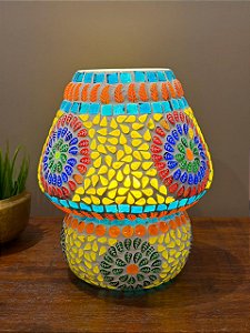 Luminária Turca em Mosaico - Vidro - Colorido - 23cm