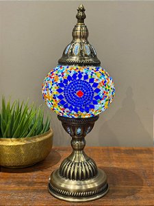 Luminária Turca M - Sem fio - Azul e Colorida