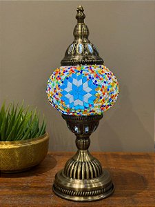 Luminária Turca M - Sem fio - Azul e Colorida