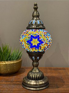 Luminária Turca M - Sem fio - Azul, Amarelo e Colorido