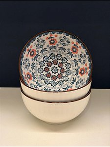 Bowl - Cerâmica - Azul e Vermelho - Tamanho Médio