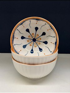 Bowl - Cerâmica - Azul e Bege - Tamanho Médio