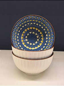 Bowl - Cerâmica - Azul e Amarelo - Tamanho Médio