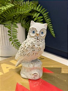 Coruja - Cerâmica - Branco - 17CM