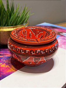 Cinzeiro Marroquino - Pintado á mão - Vermelho - 13CM