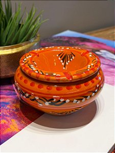 Cinzeiro Marroquino - Pintado á mão - Coral - 13CM