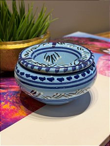 Cinzeiro Marroquino - Pintado á mão - Azul Claro - 13CM