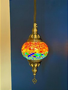 Luminária de Teto Turca Laranja e Colorido M