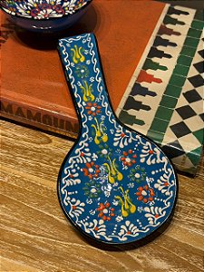 Descanso de Colher - Turco - Cerâmica - Azul e Colorido