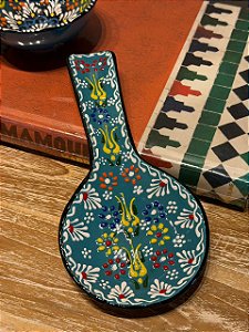 Descanso de Colher - Turco - Cerâmica - Azul Turquesa e Colorido