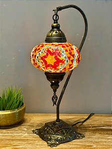 Luminária Turca Pendente G Laranja e Vermelha