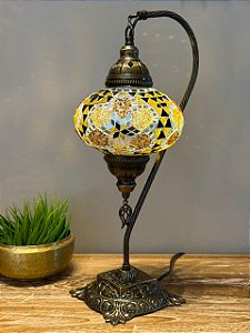Luminária Turca Pendente G Amarelo e Dourado