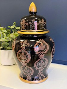 Potiche - Cerâmica - Preto e Dourado - 45CM