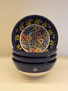 Bowl - Cerâmica - Turquia - Tamanho Médio - Azul Escuro e Colorido