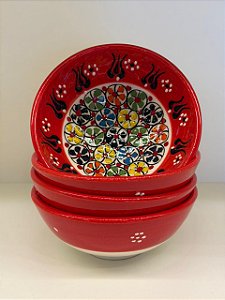 Bowl - Cerâmica - Turquia - Tamanho Médio - Vermelho e Colorido