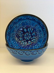 Bowl - Cerâmica - Turquia - Relevo - Tamanho Médio - Azul Turquesa