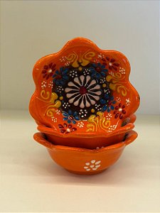 Bowl - Cerâmica - Turquia - Pintura Alto Relevo - Tamanho Pequeno - Laranja e Colorido