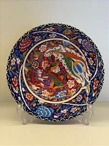 Saladeira - Cerâmica - Turquia - Pintura Relevo - Tamanho Pequeno - Azul e Colorido
