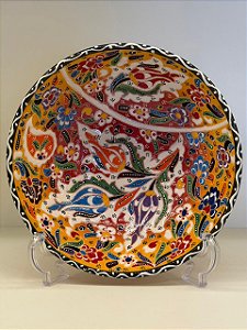 Saladeira - Cerâmica - Turquia - Pintura Relevo - Tamanho Pequeno - Amarelo e Colorido