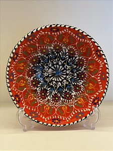 Saladeira - Cerâmica - Turquia - Pintura Alto Relevo - Tamanho Pequeno - Laranja e Colorido
