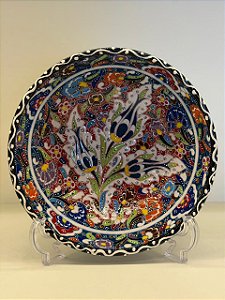 Saladeira - Cerâmica - Turquia - Pintura Relevo - Tamanho Pequeno - Verde e Colorido