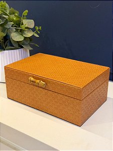 Caixa Decorativa - Couro Sintético - Terracota - 26X17