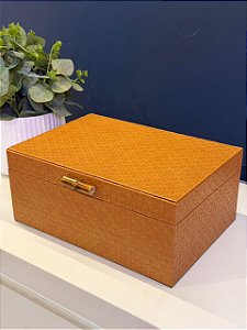 Caixa Decorativa - Couro Sintético - Terracota - 29X20