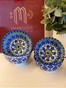 Kit 4 Bowls - Cerâmica - Azul e Verde