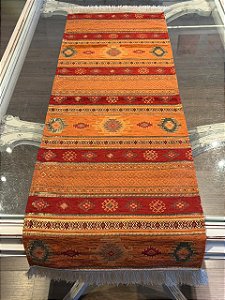 Caminho de Mesa em Jacquard - Terracota e Vermelho