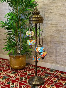 Luminária Turca de Chão - 5 Globos - Colorida