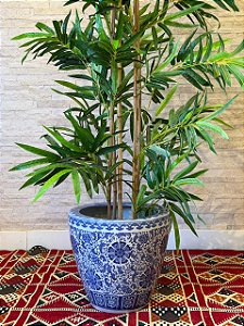 Cachepot em Cerâmica - Azul e Branco - 36CM