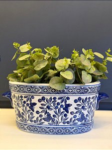 Cachepot em Cerâmica - Azul e Branco