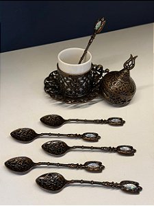 Jogo de Colheres - Turcas - Metal - Cobre e Transparente