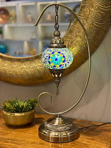 Luminária Turca Pendente Grande Azul